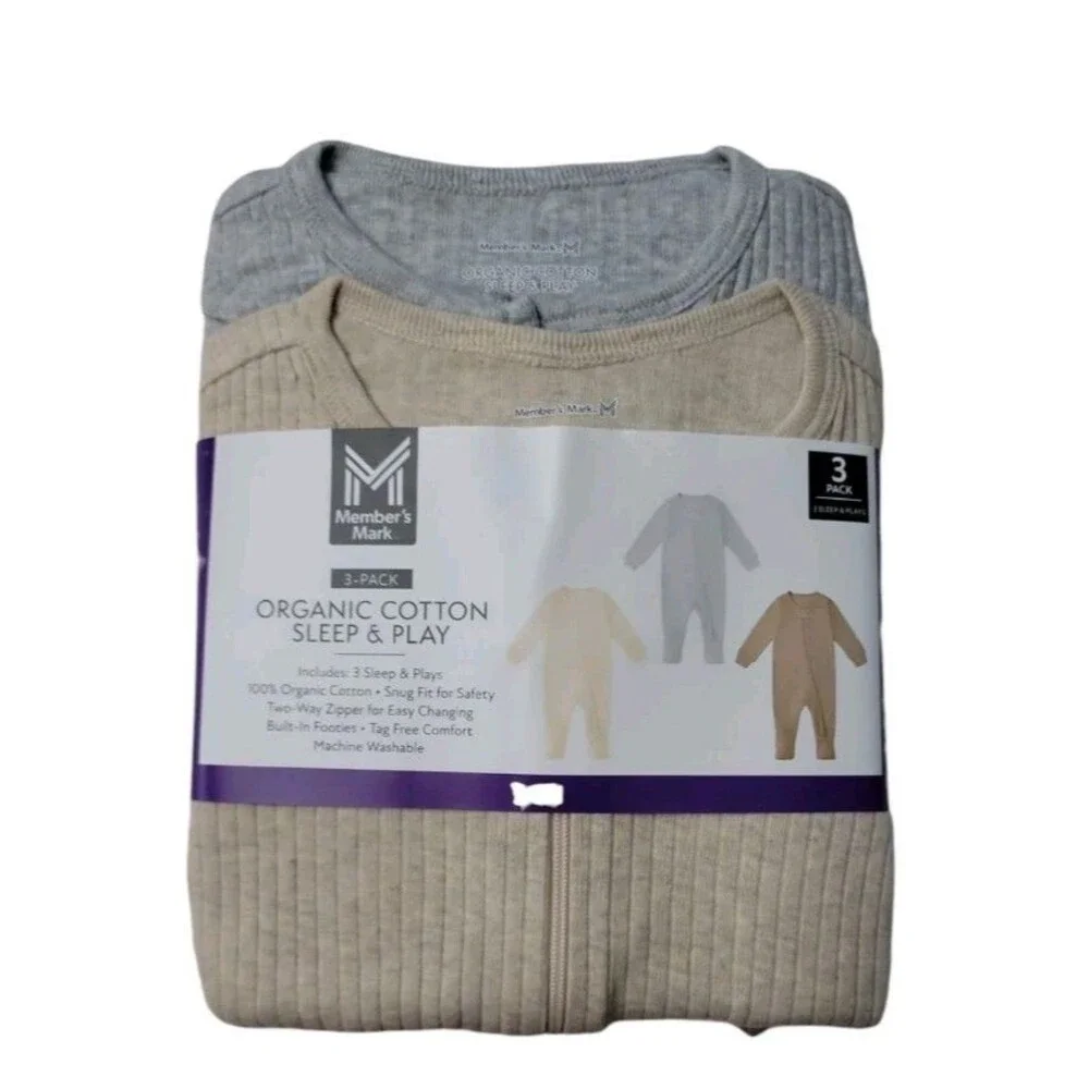 Member's Mark Baby 3-Pack Organic Cotton Soft Sleep‎ And Play 18Months